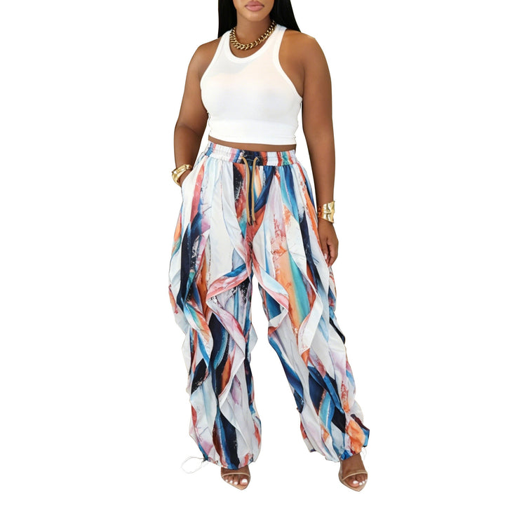 The Elara Wave-Cut Drawstring Cargo Pants