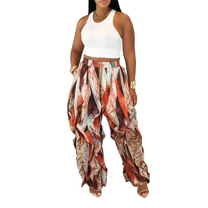 The Elara Wave-Cut Drawstring Cargo Pants