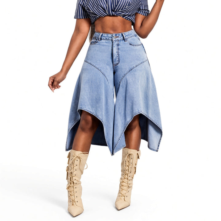 The Elara Asymmetric Denim Culottes