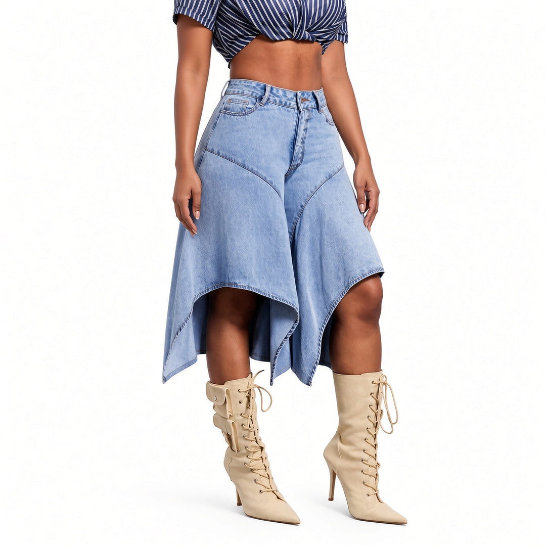 The Elara Asymmetric Denim Culottes
