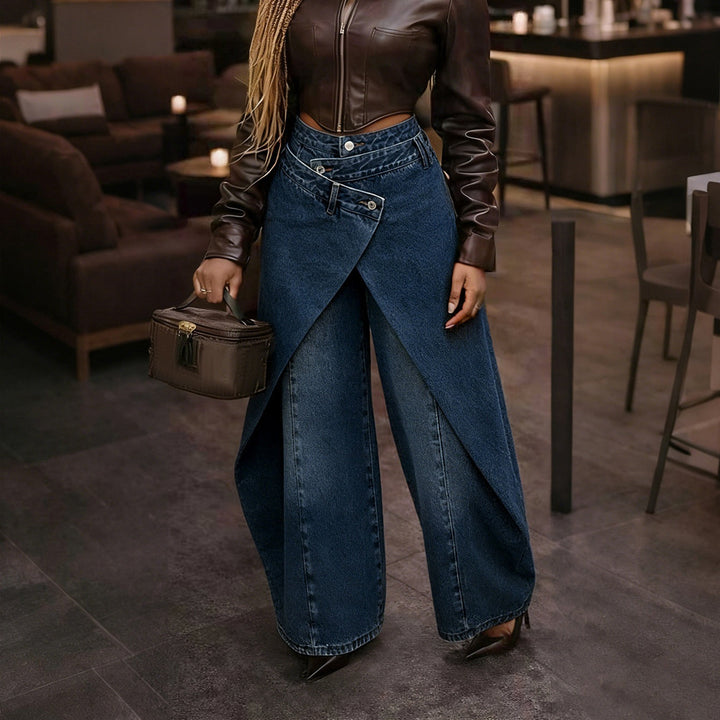 The Elara Asymmetrical Wrap Wide-Leg Trouser