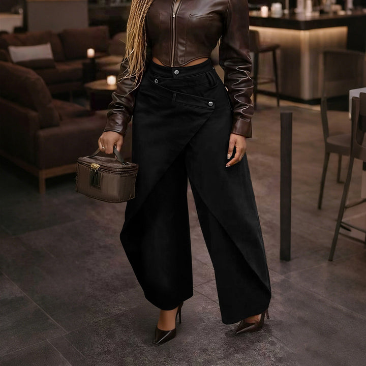 The Elara Asymmetrical Wrap Wide-Leg Trouser