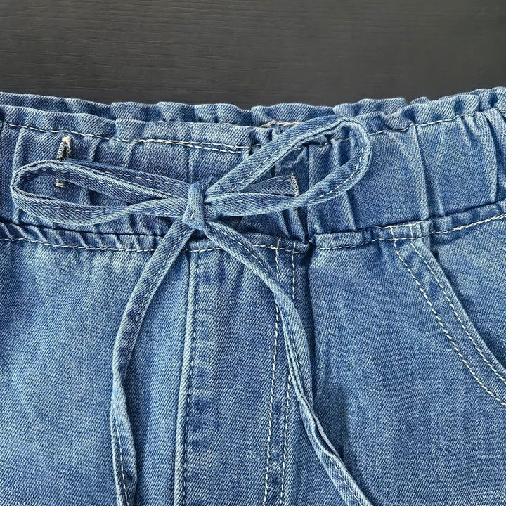 The Elara Drawstring Wide-Leg Denim