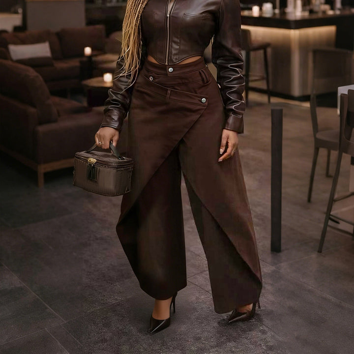 The Elara Asymmetrical Wrap Wide-Leg Trouser