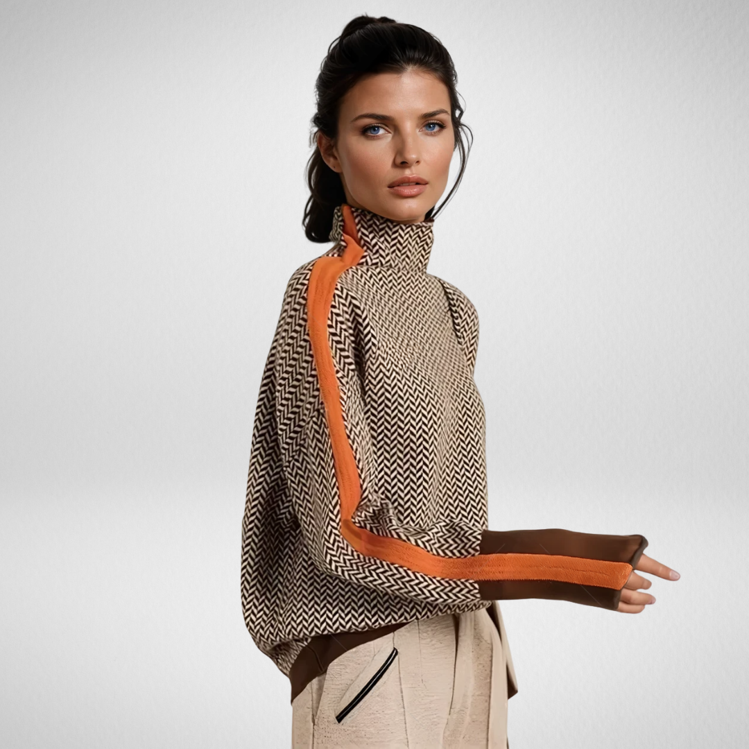 Clémence - High-neck sweater with contrasting stripes