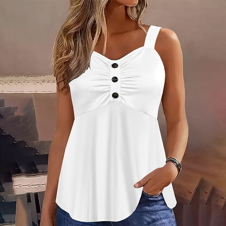 Front button pleated ruffled camisole
