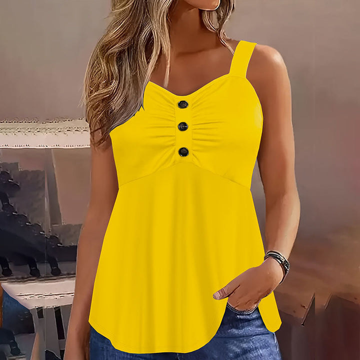 Front button pleated ruffled camisole