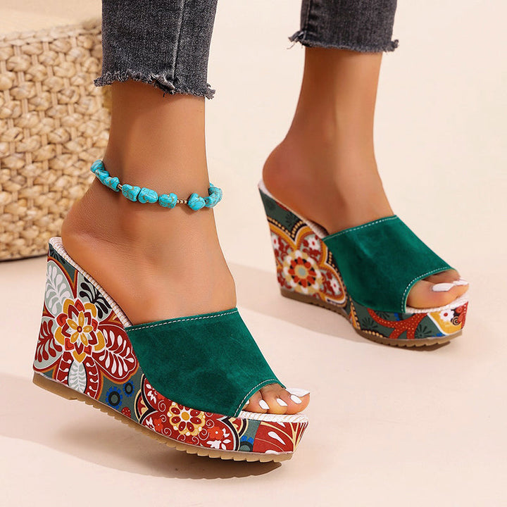 Nova Rossi Velvet Boho Wedge Sandals
