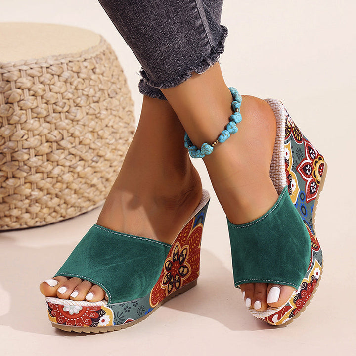 Nova Rossi Velvet Boho Wedge Sandals