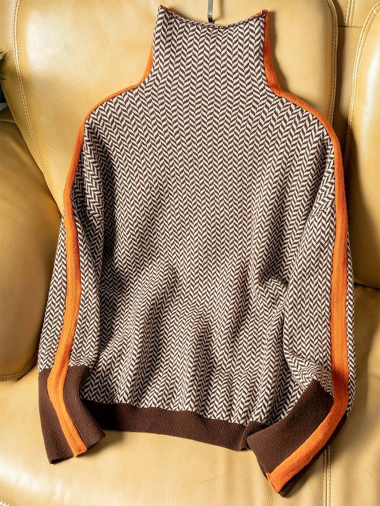 Clémence - High-neck sweater with contrasting stripes