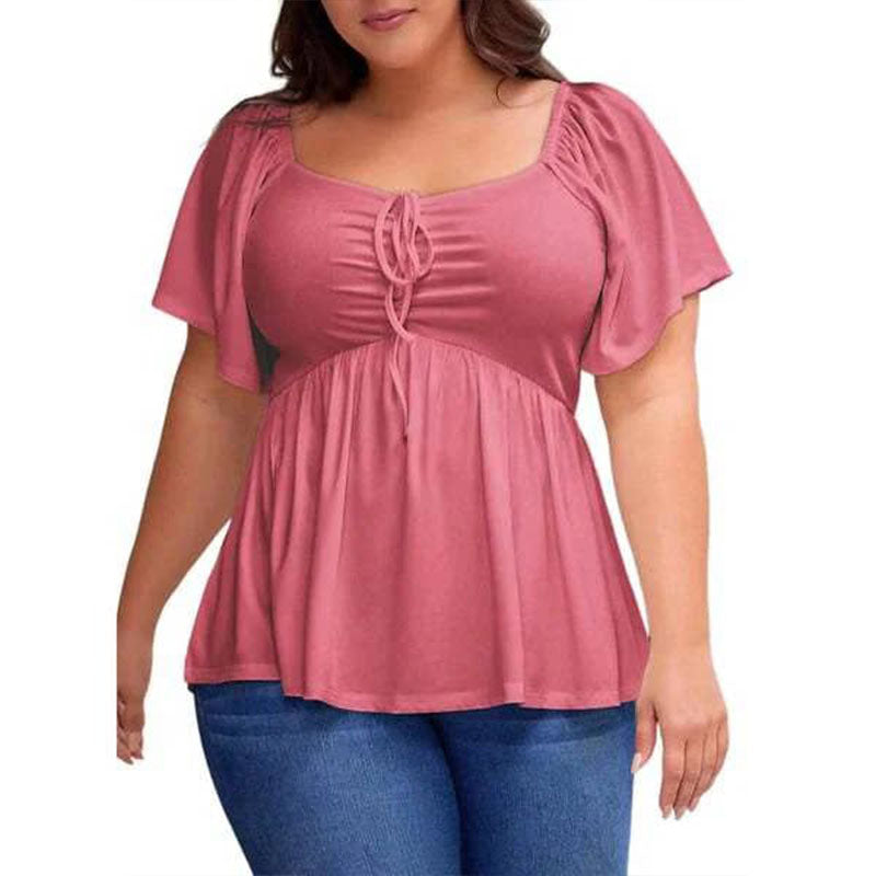 Plus-size square-neck peplum top
