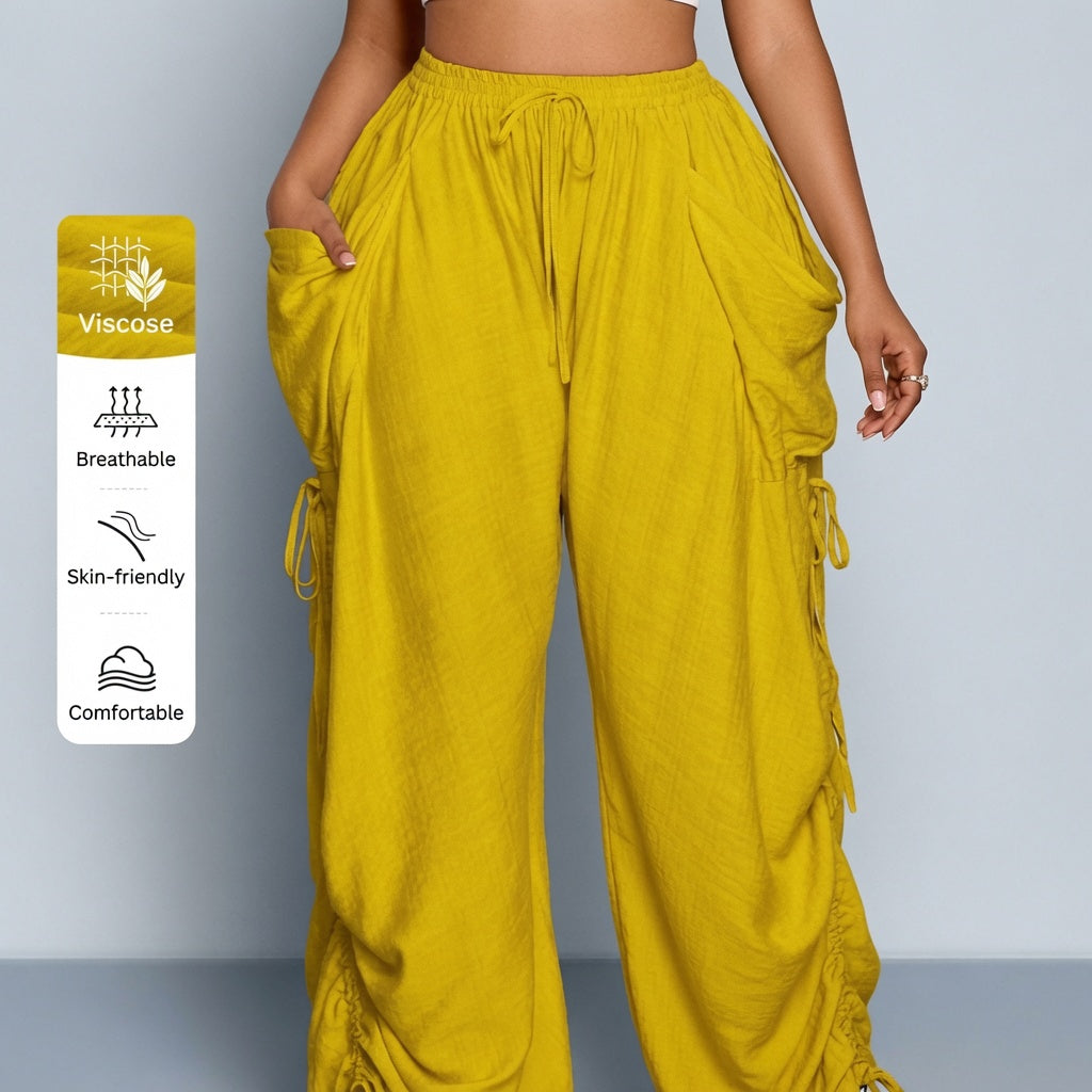 The Elara Adjustable Ties Wide Leg Cargo Pants