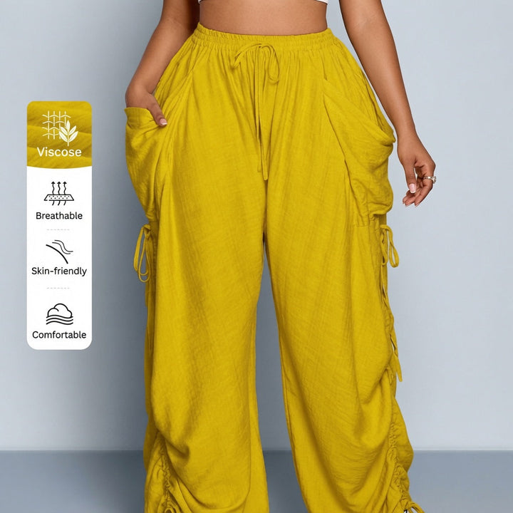 The Elara Adjustable Ties Wide Leg Cargo Pants