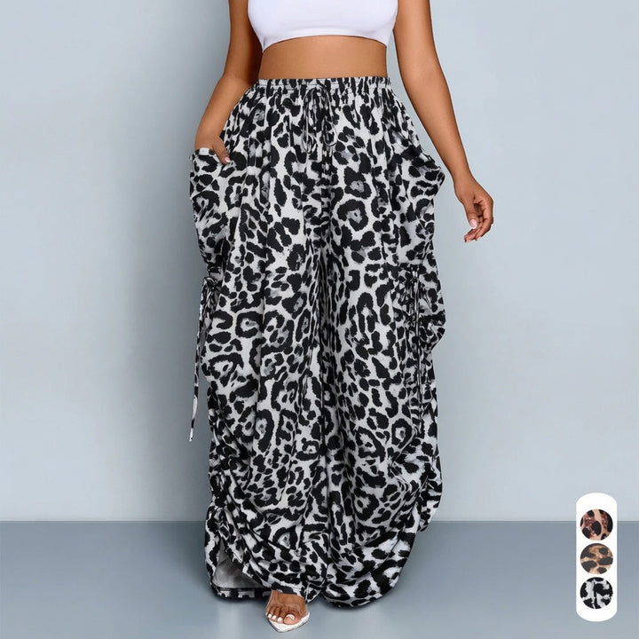 The Elara Plus Size Leopard Cargo Pants