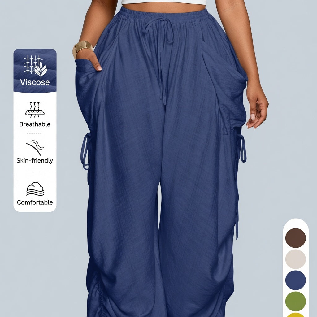 The Elara Adjustable Ties Wide Leg Cargo Pants