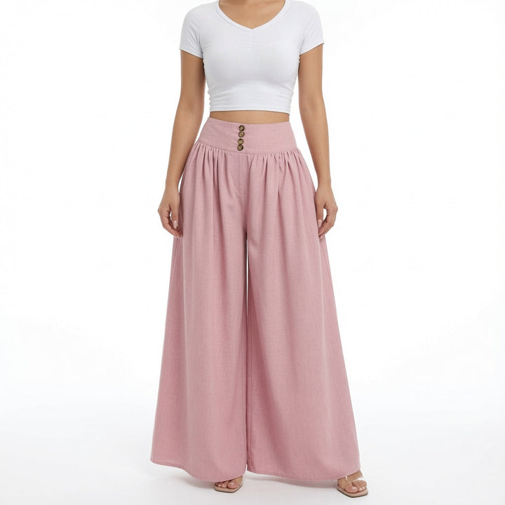 The Elara Button Front Wide-Leg Palazzo Pants