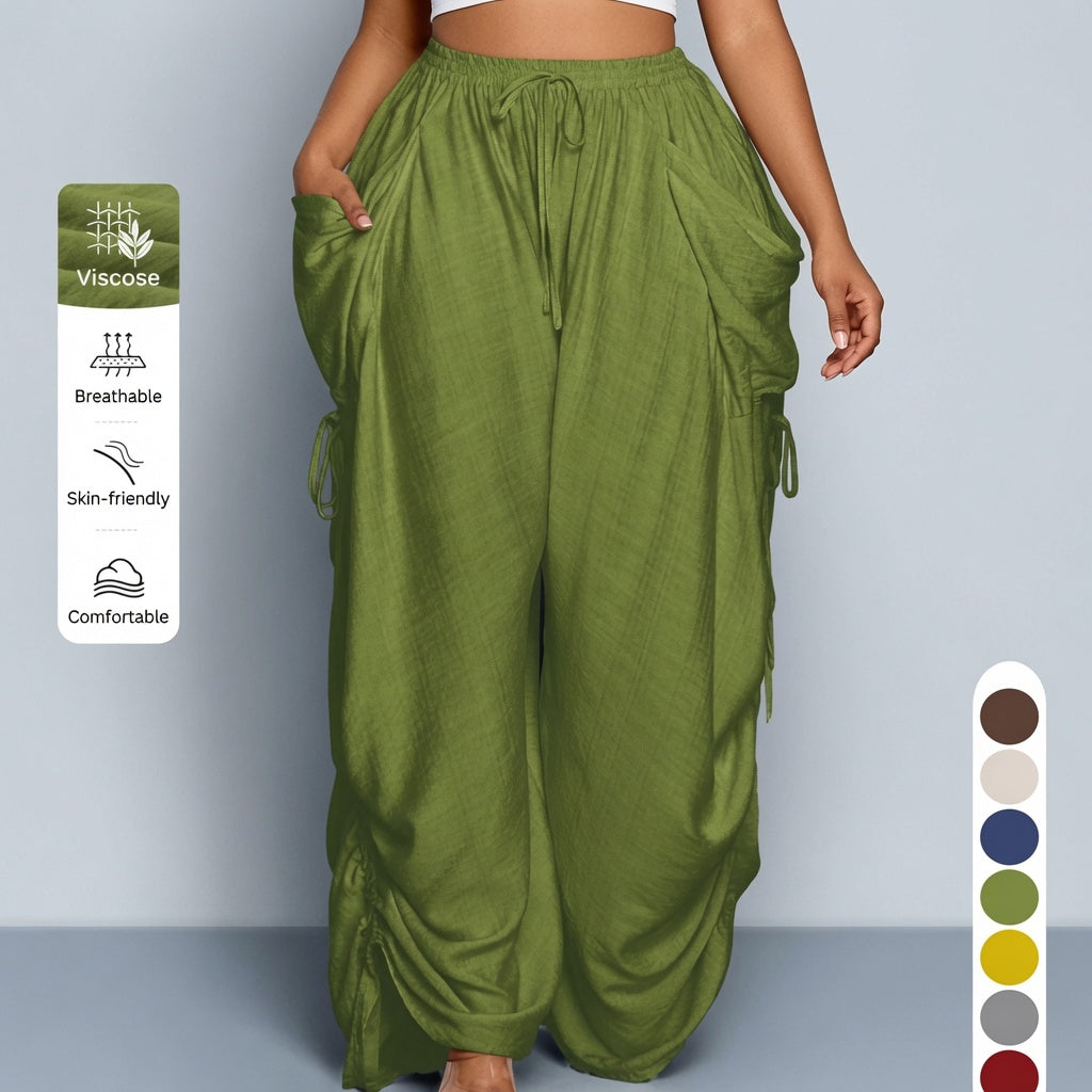 The Elara Adjustable Ties Wide Leg Cargo Pants