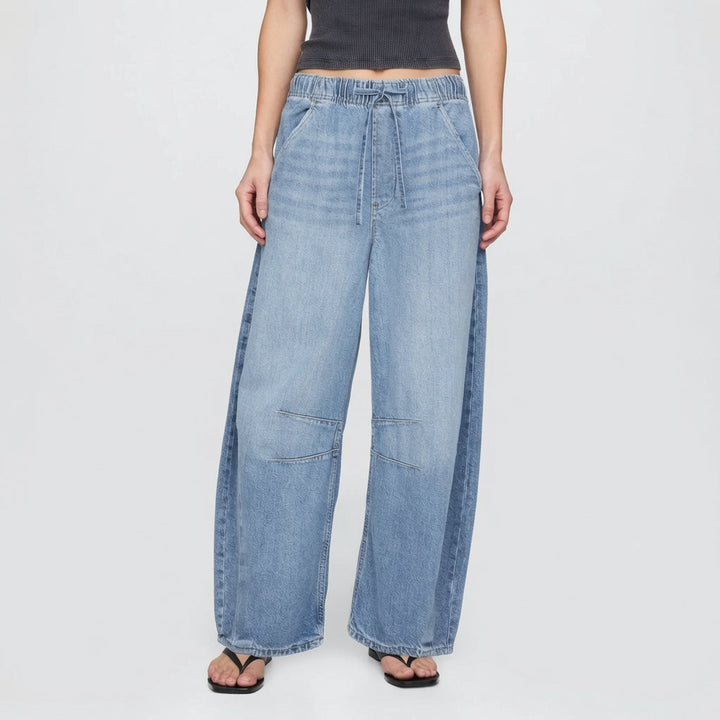 The Elara Wide Leg Drawstring Cargo Jeans
