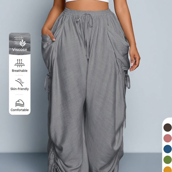 The Elara Adjustable Ties Wide Leg Cargo Pants