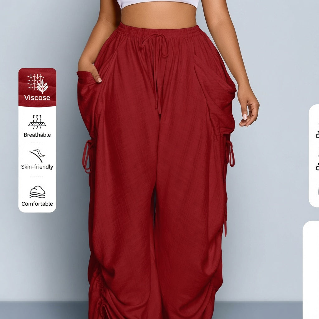 The Elara Adjustable Ties Wide Leg Cargo Pants