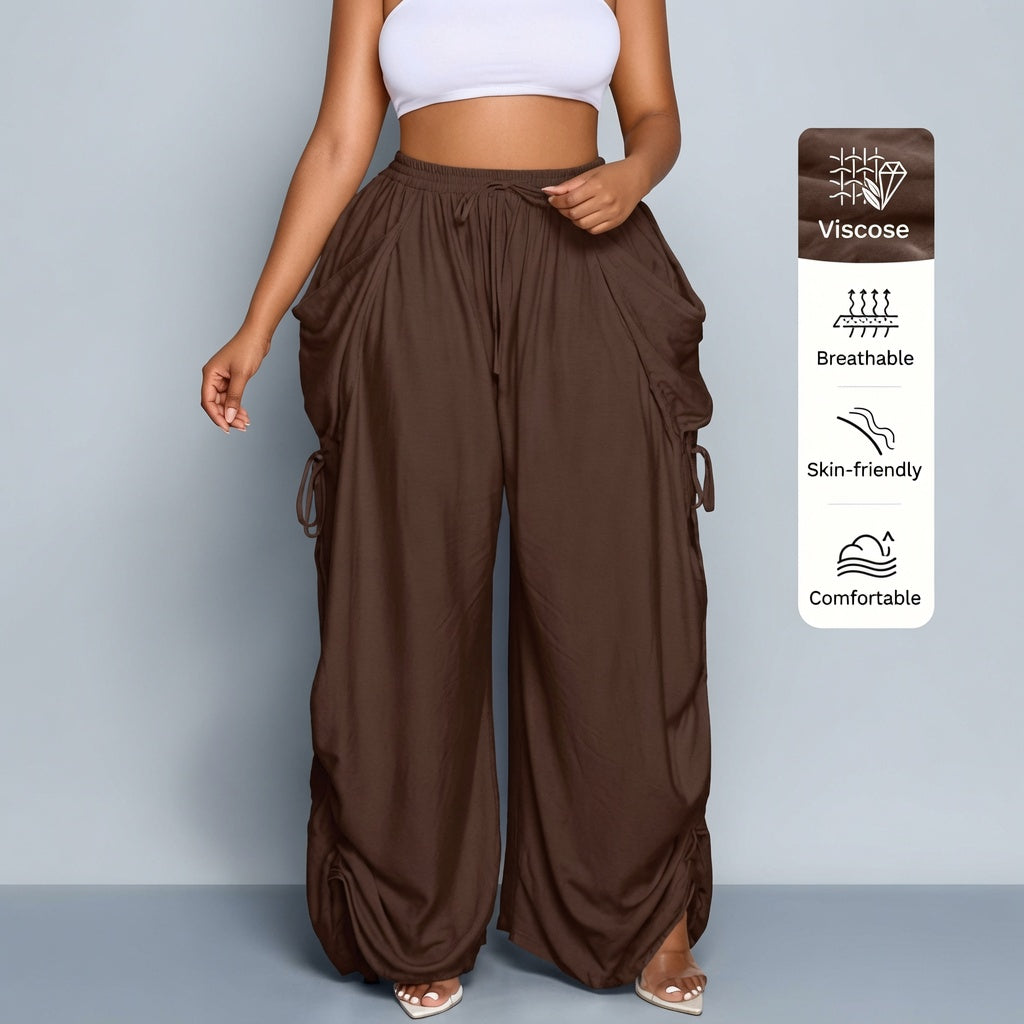 The Elara Adjustable Ties Wide Leg Cargo Pants