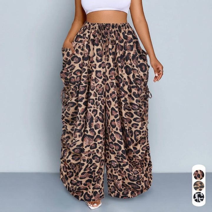 The Elara Plus Size Leopard Cargo Pants