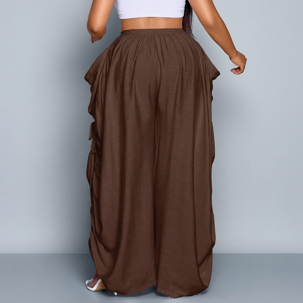 The Elara Adjustable Ties Wide Leg Cargo Pants