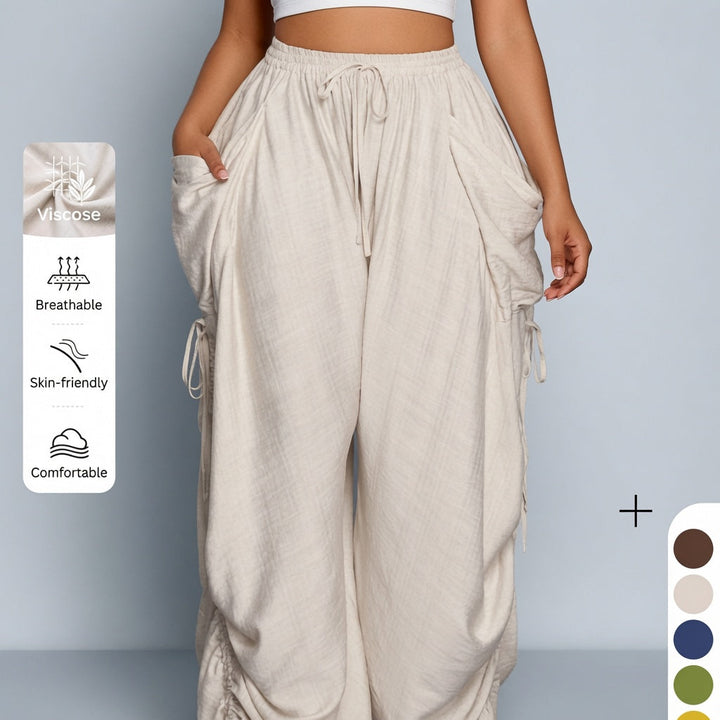 The Elara Adjustable Ties Wide Leg Cargo Pants