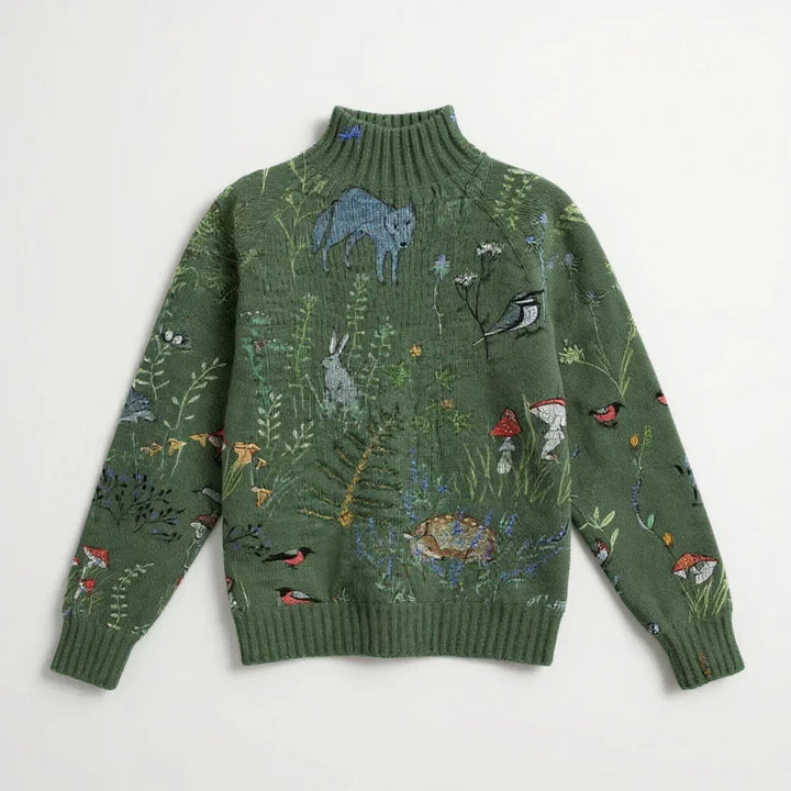 Hana | My Knitted Sweater with Forest Inspired Print